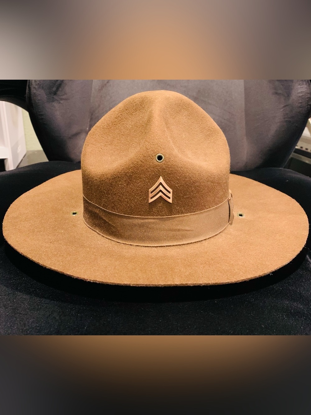 Brown Felt Rancher Hat with Chevron Pin